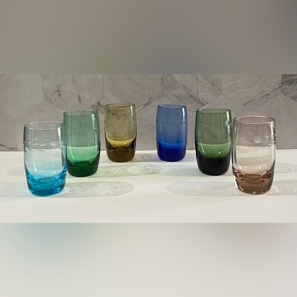 Vintage Hand Blown Shot Glasses.